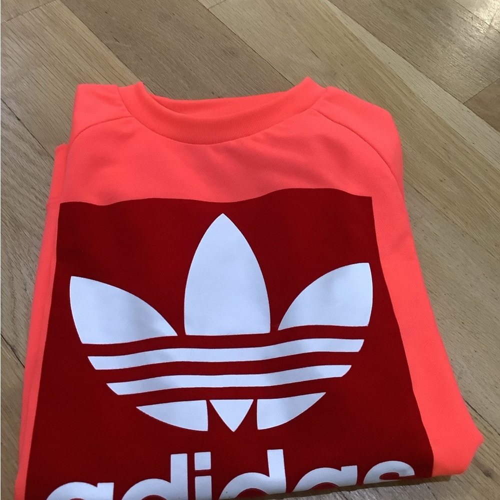 Adidas Kids Neon Orange and Red Sweatshirt